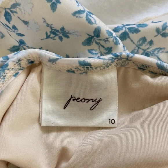 Peony Renaissance Ruffle One Shoulder One Piece Swimsuit in Porcelain